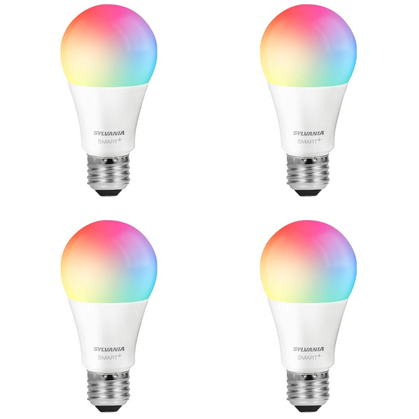 4-Pack Sylvania 60W Smart+ WiFi Full Color Dimmable A19 LED Light Bulb