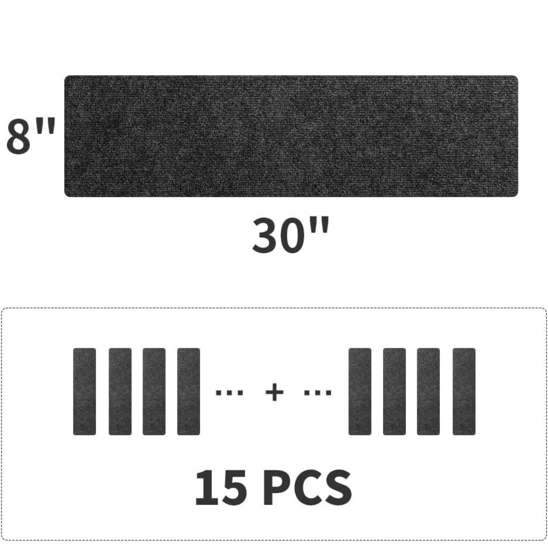 30" x 8" Non Slip Reusable Peel and Stick Stair Treads