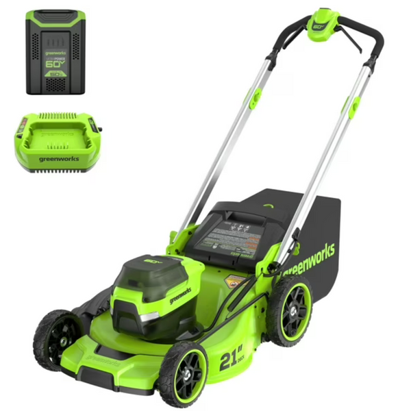 Greenworks 60V 21" Push Lawn Mower with Battery & Charger