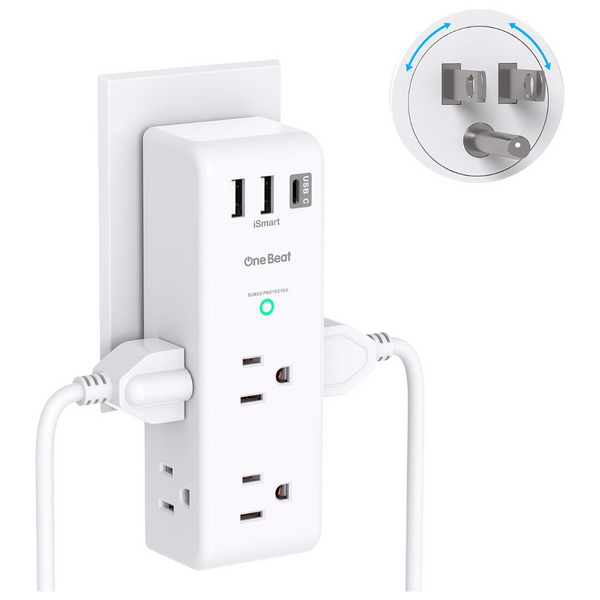 One Beat Surge Protector Outlet Extender With Rotating Plug