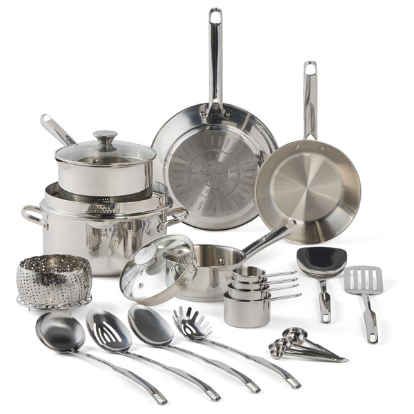 T-fal Gourmet Stainless Steel 20 Piece Cookware Set