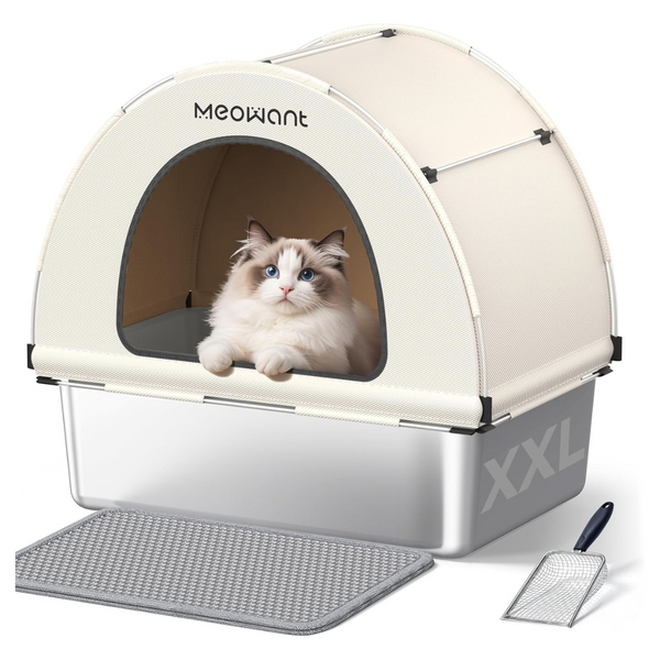 Enclosed Stainless Steel Cat Litter Box With Lid