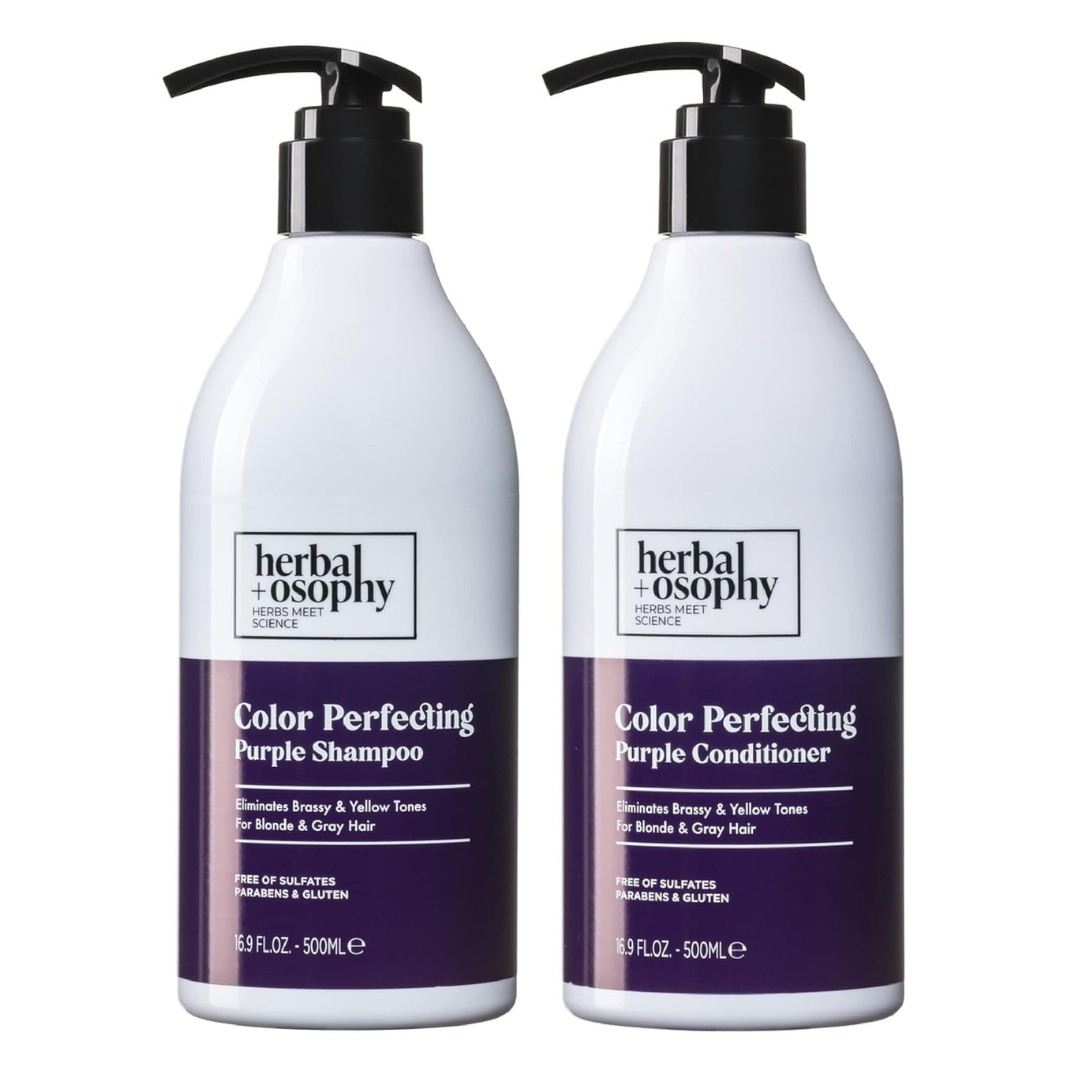 2-Pack Herbalosophy Color Perfecting Purple Shampoo & Conditioner Set