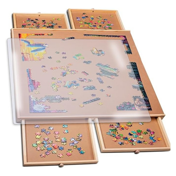 1000-Piece 4 Drawers Portable Wooden Jigsaw Puzzle Board