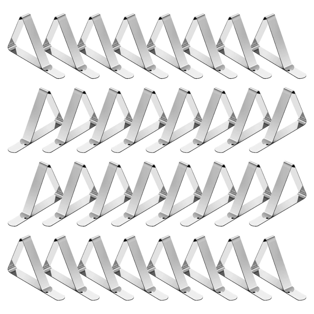 32-Pack TriPole Stainless Steel Table Cover Clamps Skirt Clips