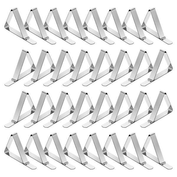 32-Pack TriPole Stainless Steel Table Cover Clamps Skirt Clips