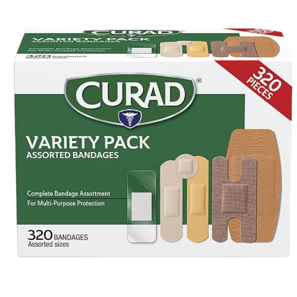 CURAD Assorted Bandages Bulk Variety Pack | 5 Styles (320 Count)