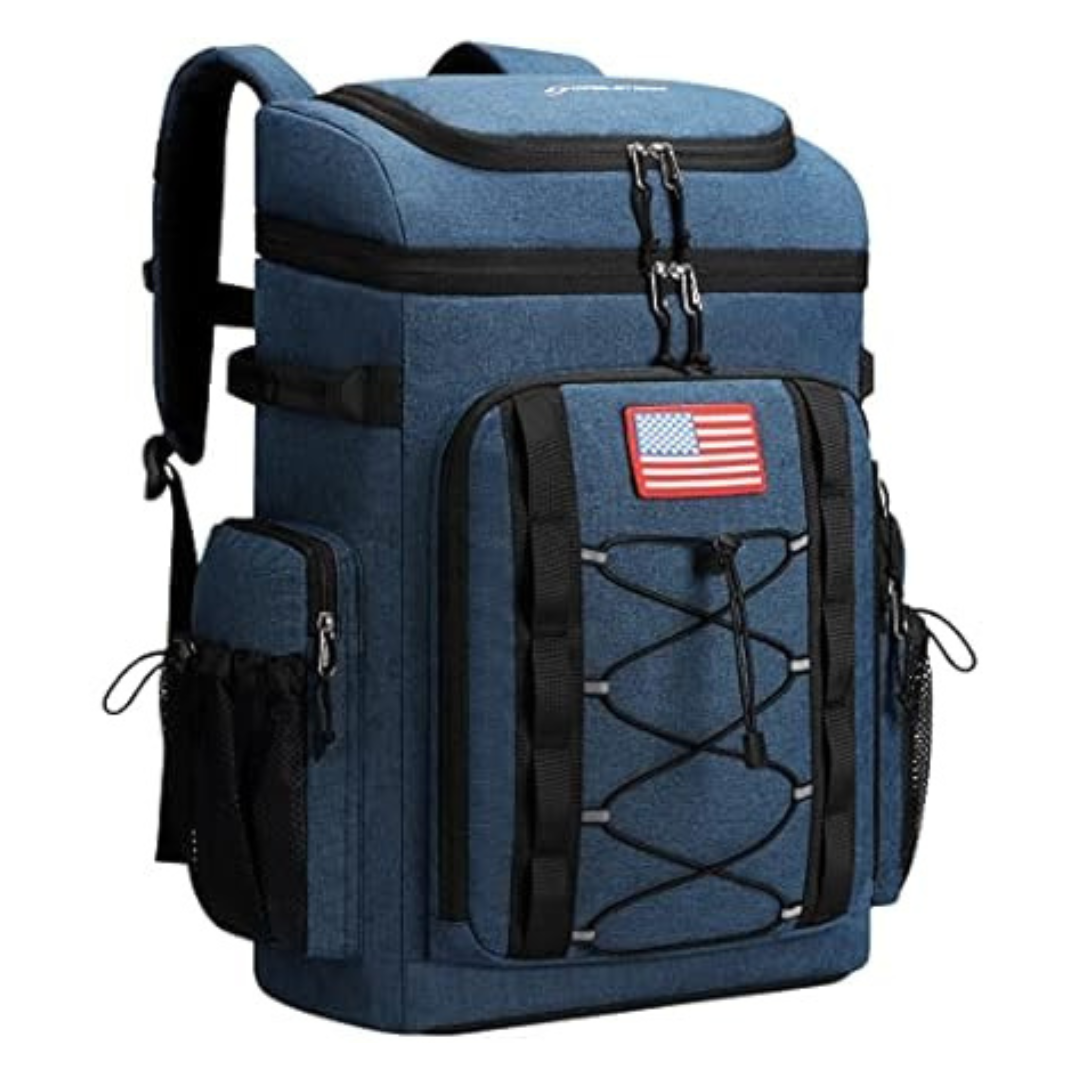 Portable Lightweight Leakproof 50 Can Insulated Soft Cooler Backpack