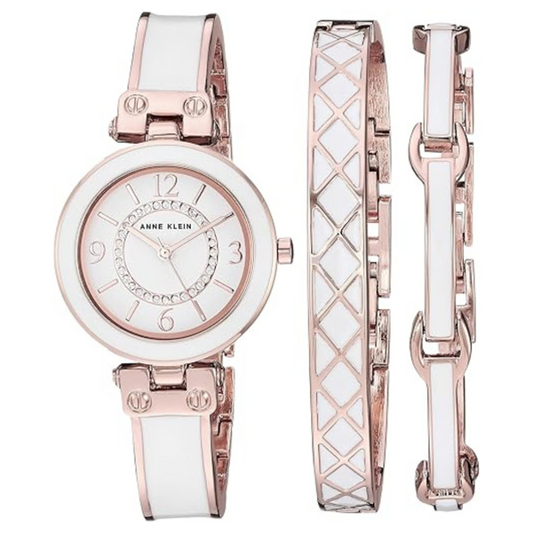 Anne Klein Women's Swarovski Bangle Watch And Bracelet Set