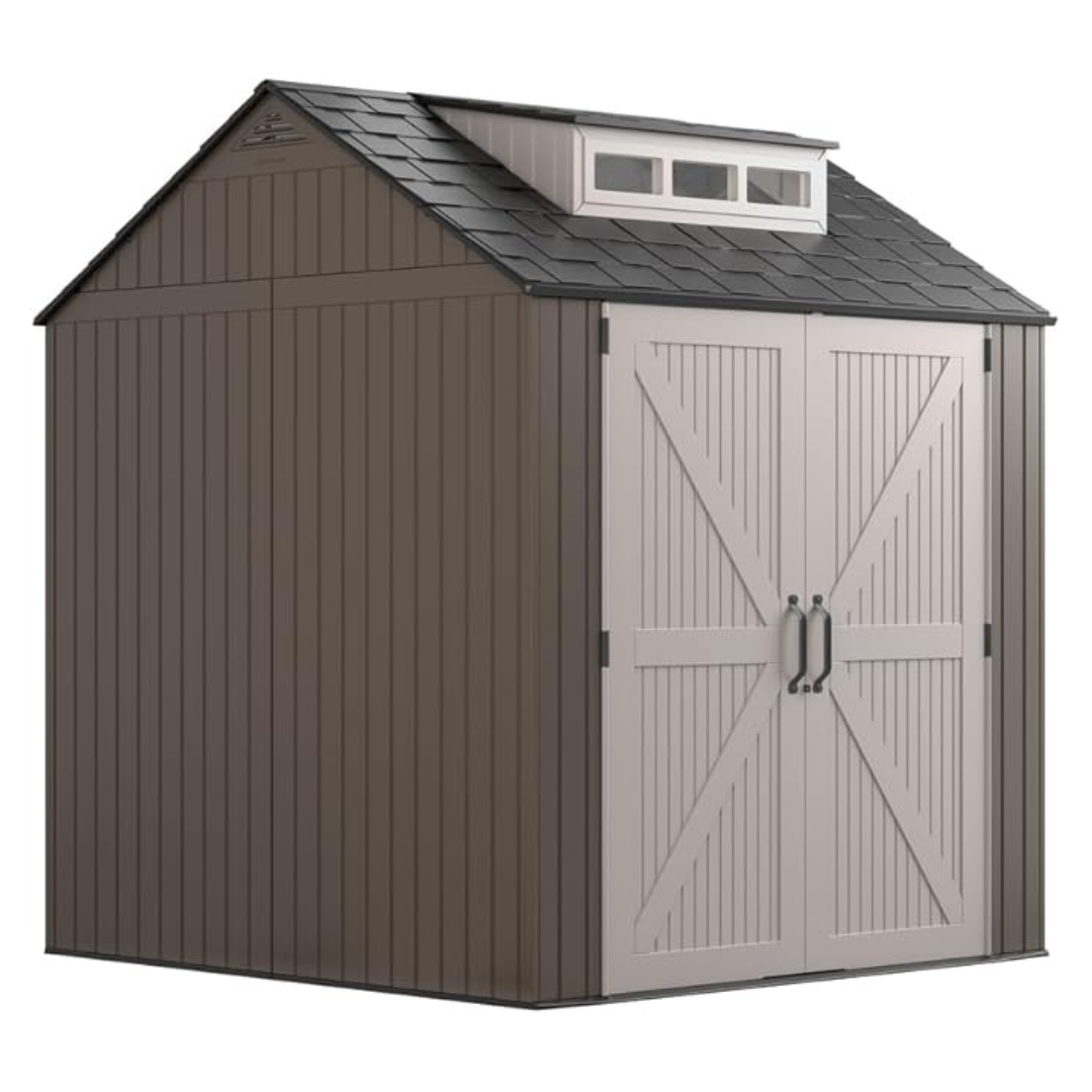 7' x 7' Rubbermaid Large Resin Outdoor Storage Shed With Floor