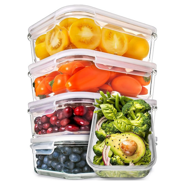 5-Pack PrepNaturals Glass Meal Prep Containers With Lids 30 Oz