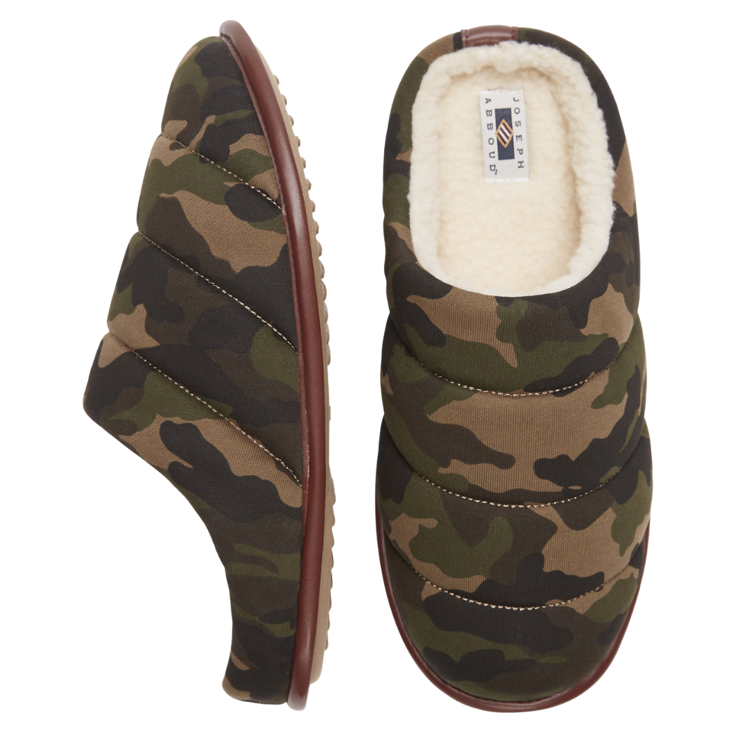 Joseph Abboud Camo Jersey Quilted Clog Slippers