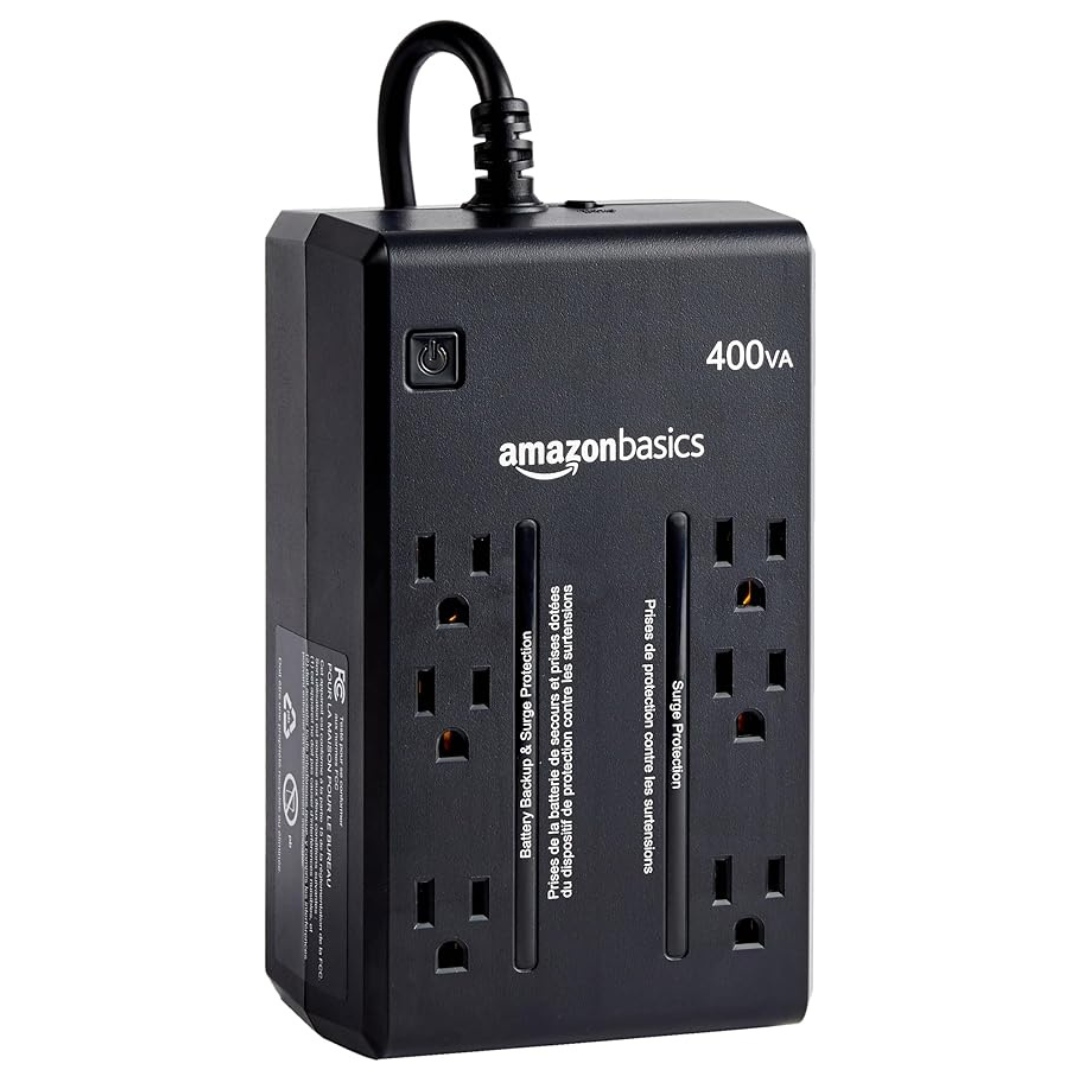 Amazon Basics 6-Outlets Standby UPS 400VA 255W Surge Protector & Battery Backup