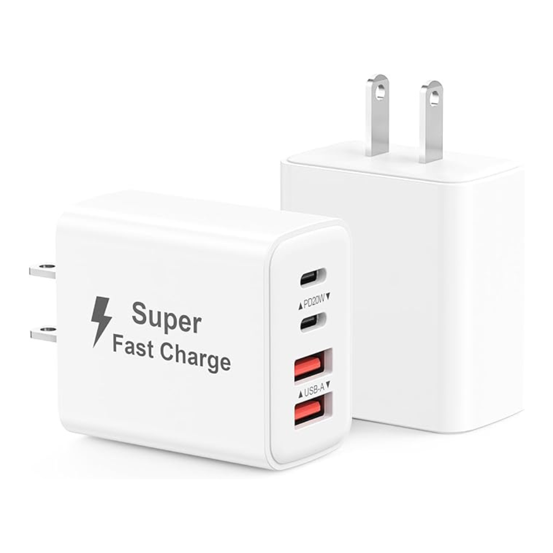 2-Pack 40W 4-Port USB-C Charger Blocks