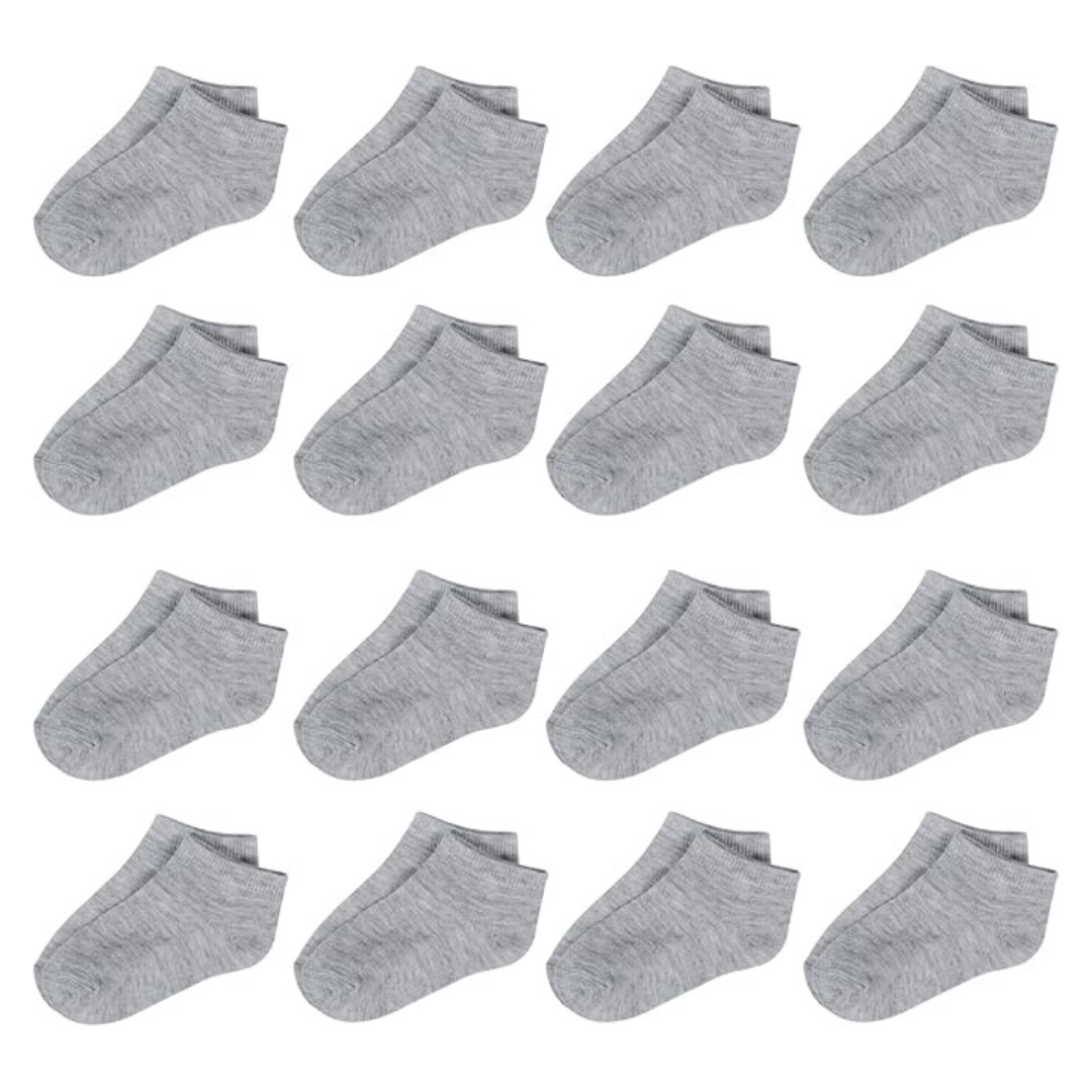 16-Pack Kids Low Cut Athletic Ankle Socks