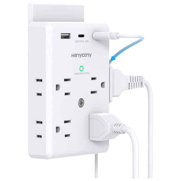 Multi Plug Surge Protector Outlet Extender With USB C Ports