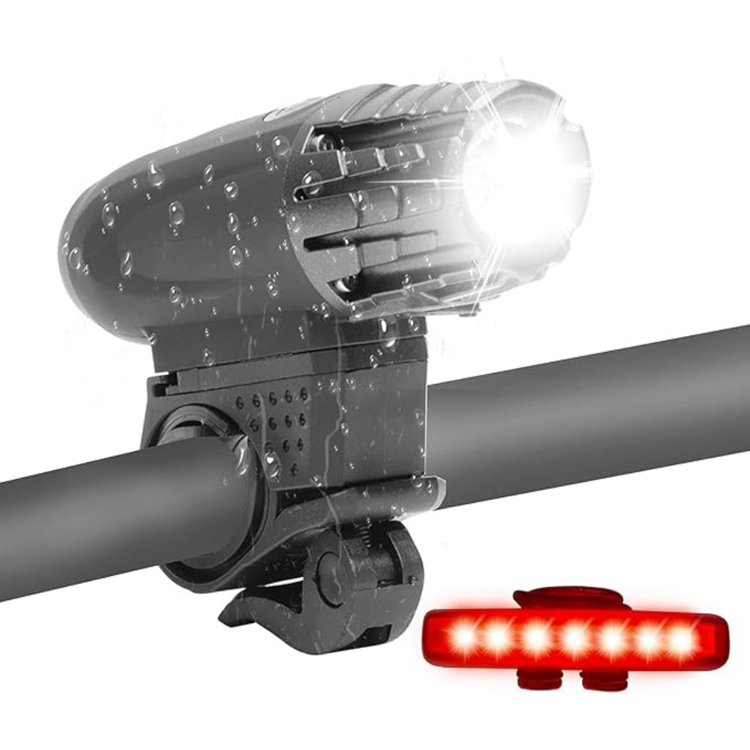 IPX5 Waterproof LED Bike Headlight & Taillight Set