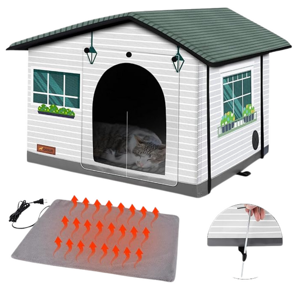 Weatherproof Indoor/Outdoor Insulated Heated Cat House