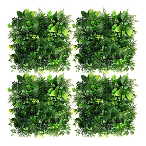 4-Packs 10 x 10" Artificial Greenery Plant Wall Fake Faux Grass Wall Panels