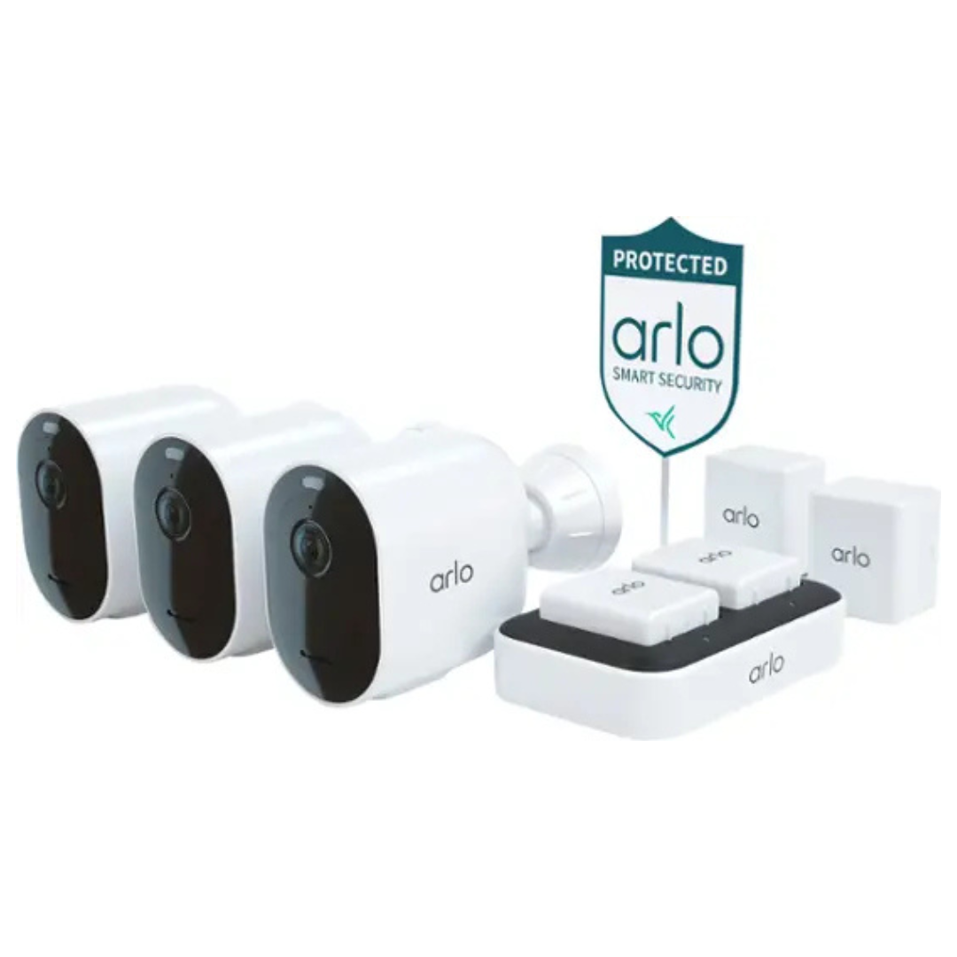 Arlo Pro 5S 2K 3 Camera Indoor/Outdoor Spotlight Security Camera Bundle