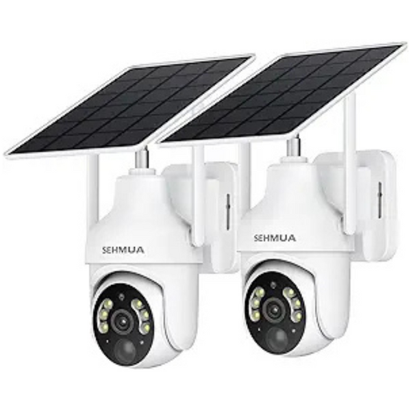 2-Pack Sehmua 2K WiFi Wireless Solar Security Cameras