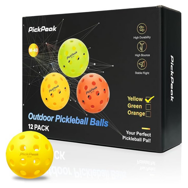 12-Pack PickPeak USAPA Approved 40 Holes Pickleball Set