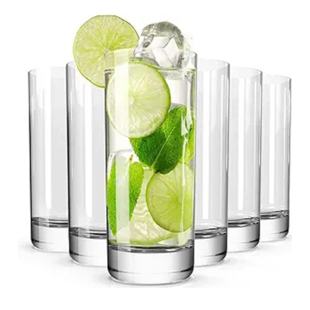 Set of 6 Wlasss 13oz Crystal Highball Drinking Glasses Set