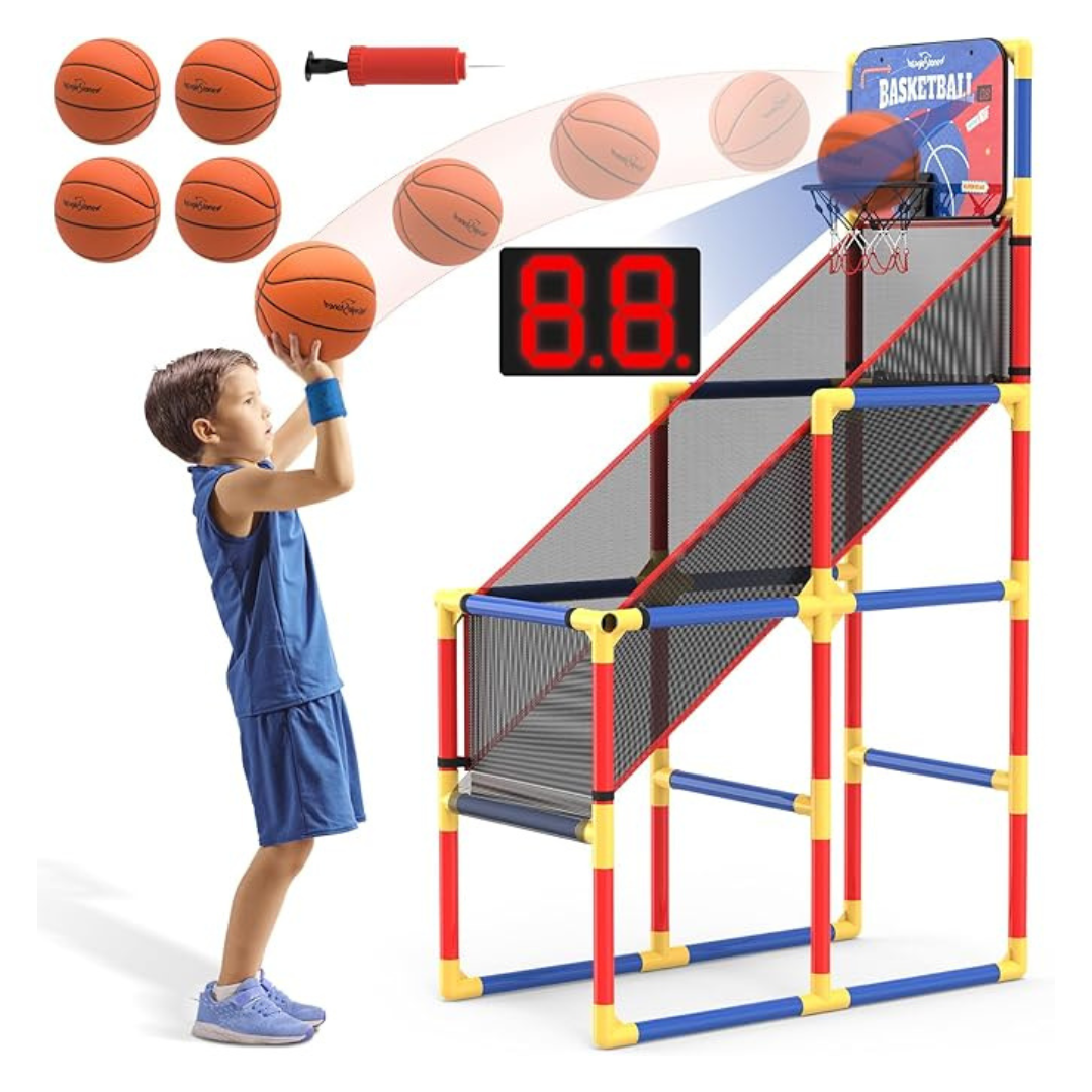 EagleStone Kids Arcade Basketball Game With Electronic Scoreboard And Cheer Sounds, With 4 Balls