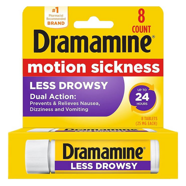 Dramamine Motion Sickness Relief Less Drowsy Formula (8 Count)