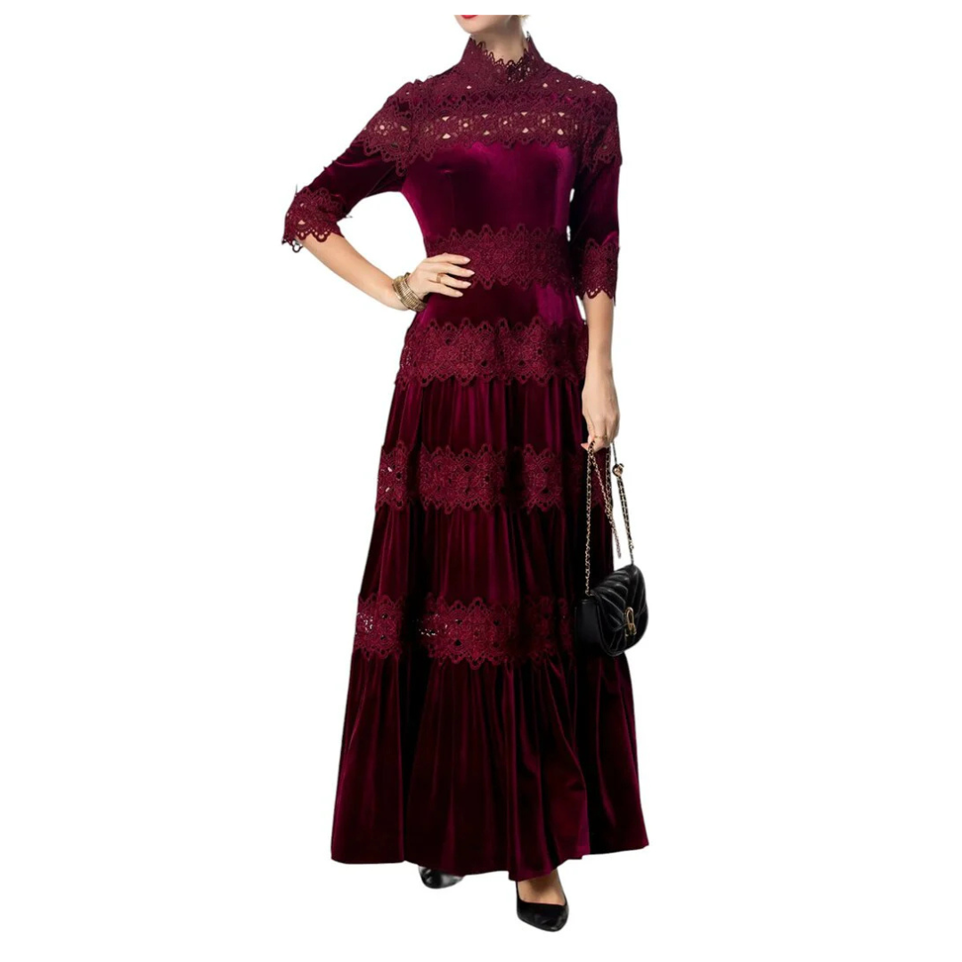 BurryCo Velour and Lace Gown