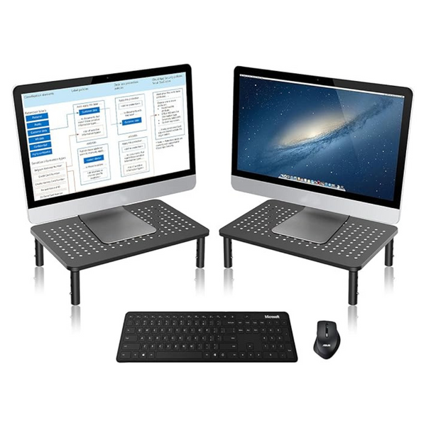 2-Pack Bracwiser Monitor Riser Adjustable Desktop Stand (Black)