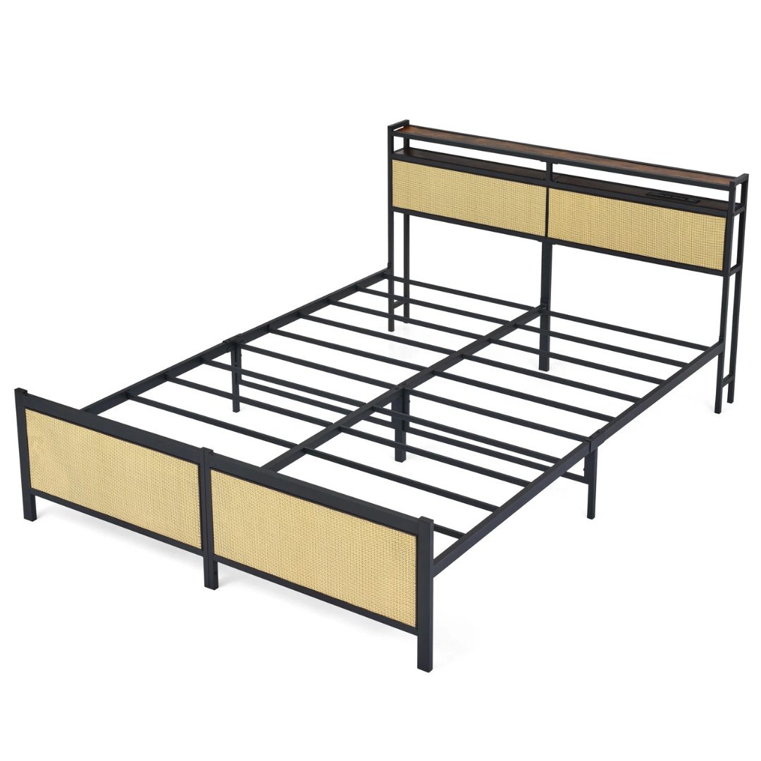 Porkiss Queen Size Metal Platform Bed Frame With Storage