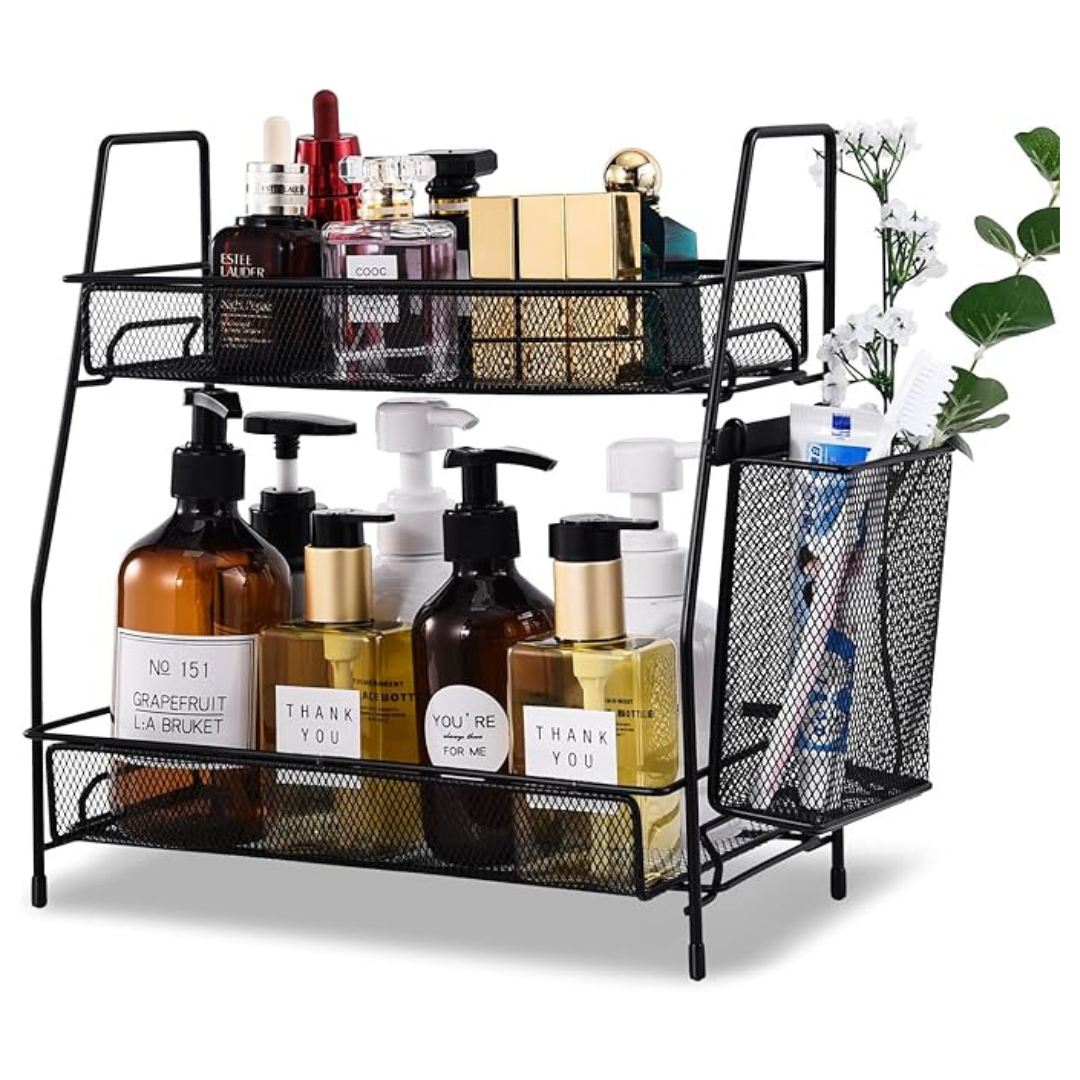 Lemikkle Spice Rack Countertop Organizer with Small Basket