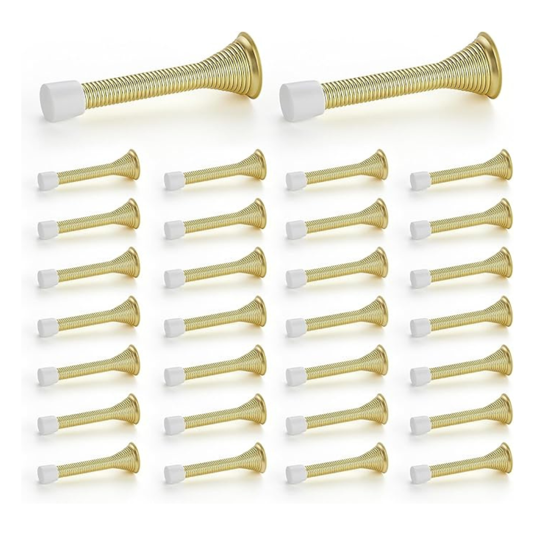 30-Pack Gold Spring Door Stops With Rubber Bumper