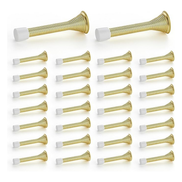 30-Pack Gold Spring Door Stops With Rubber Bumper