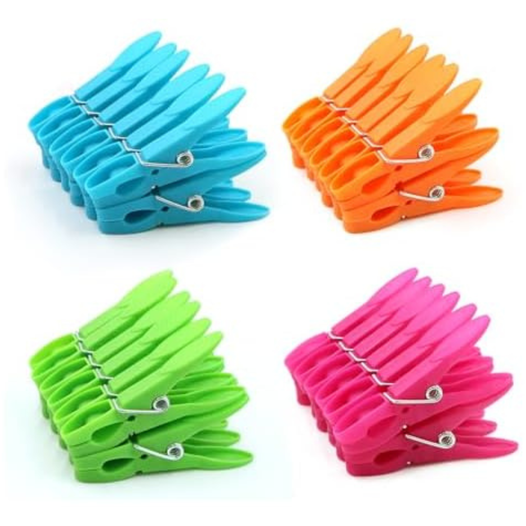 96-Pack Colorful Plastic Clothespins With Springs