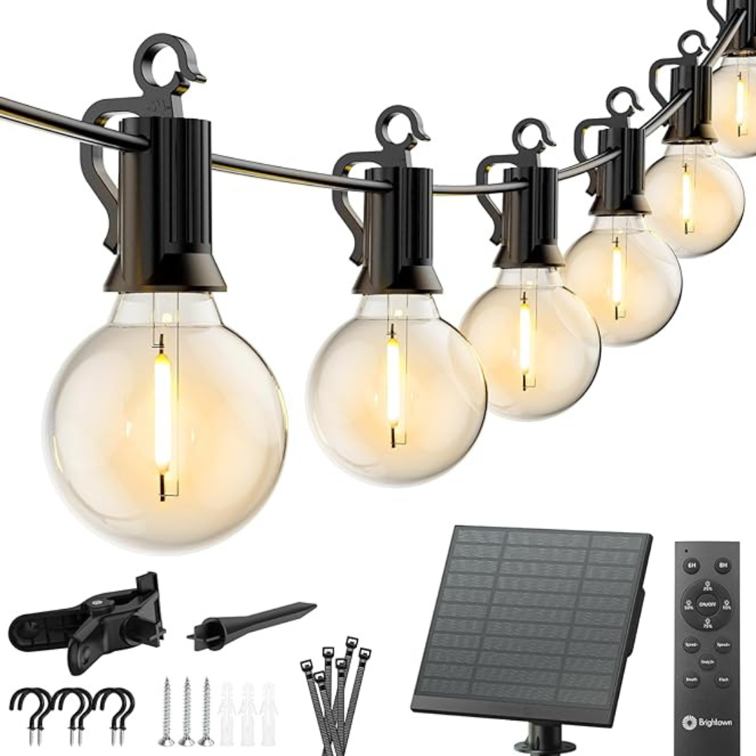 58-Ft 26-LED Shatterproof Bulbs Solar String Lights w/ Remote