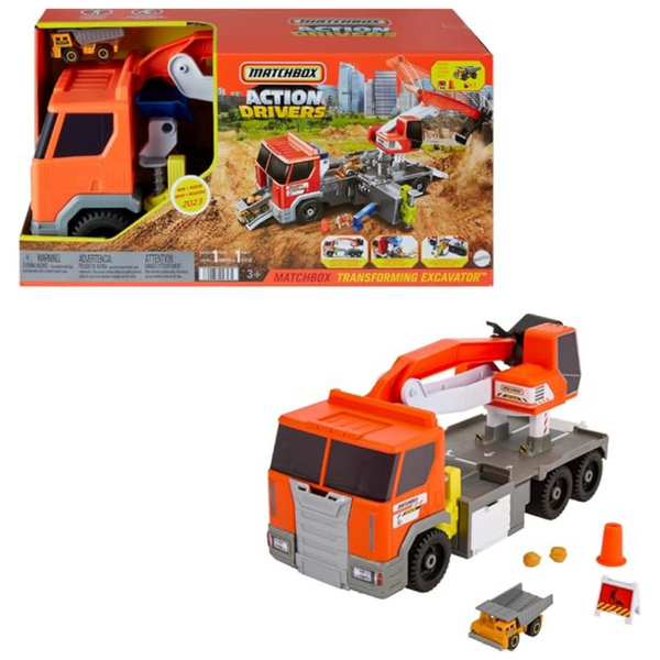 Matchbox Action Drivers Transforming Excavator, Large Toy Truck