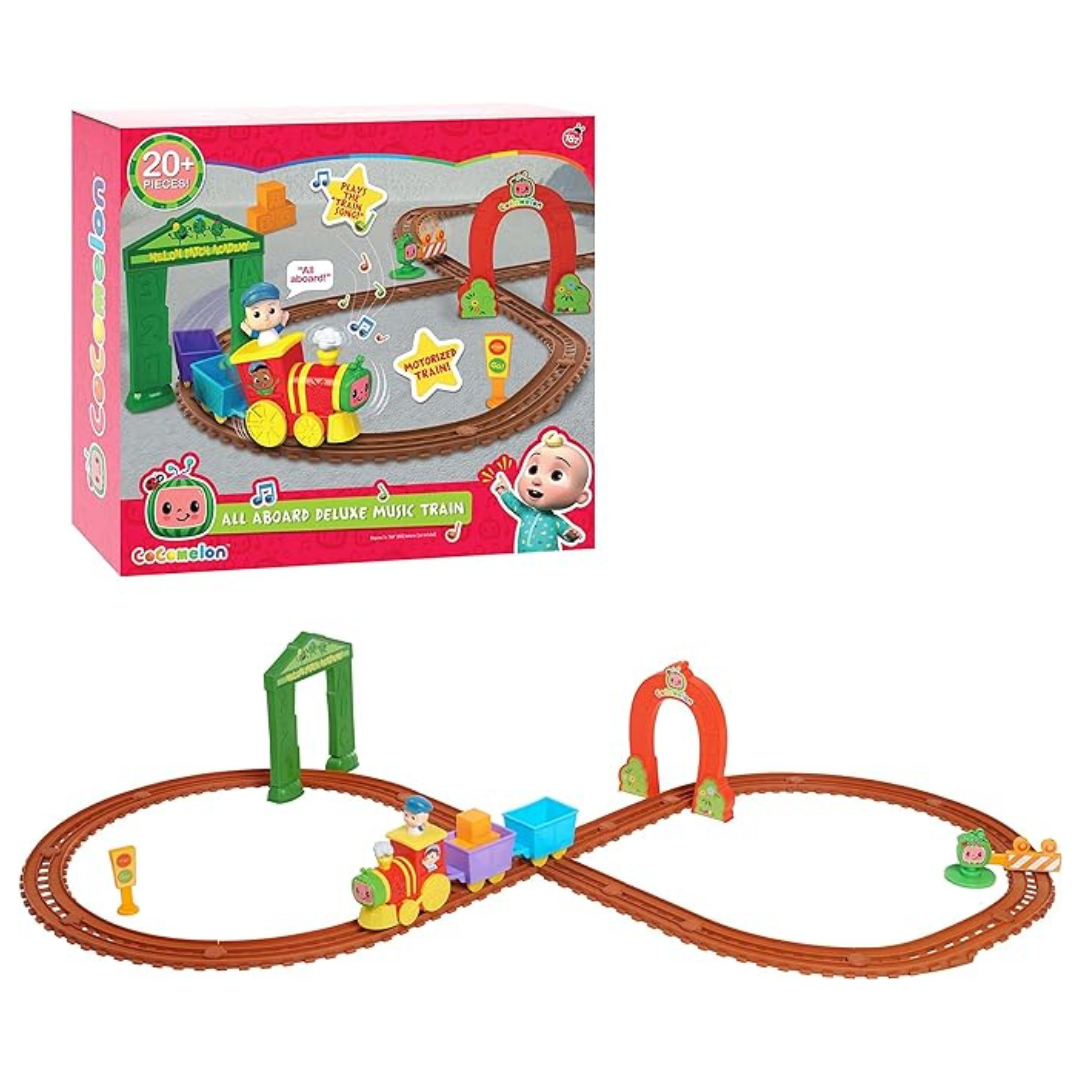 CoComelon All Aboard Musical Train With Bonus Pieces, 24-pieces, Plays “The Train Song”