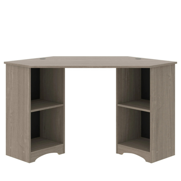 Sauder Beginnings Corner Desk With Shelves, Silver Sycamore Finish