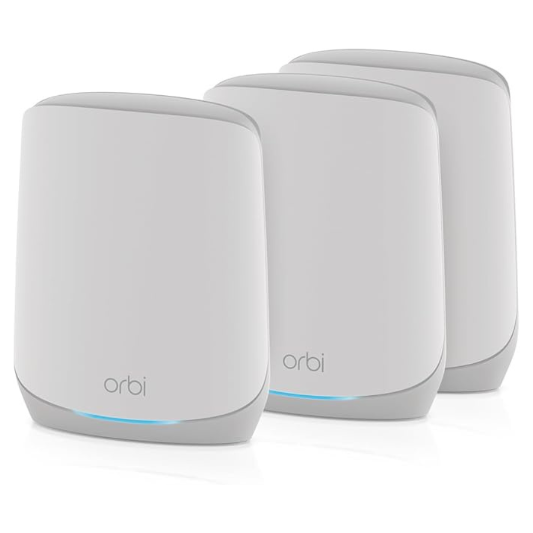 NETGEAR Orbi Whole Home Tri-Band WiFi 6 Mesh Network System (RBK663) – Router With 2 Satellite Extenders