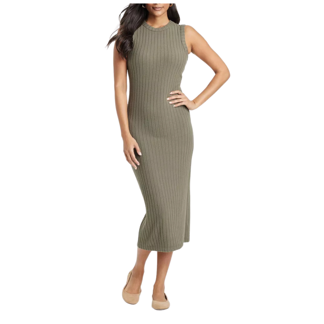 Universal Thread Women's Rib-Knit Midi Bodycon Dress