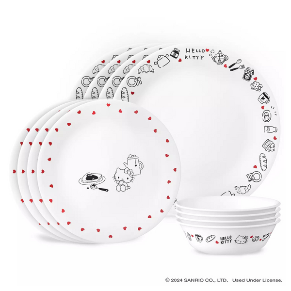 Corelle Vitrelle Hello Kitty Very Delicious 12-Piece Dinnerware Set + $10 Kohls Cash