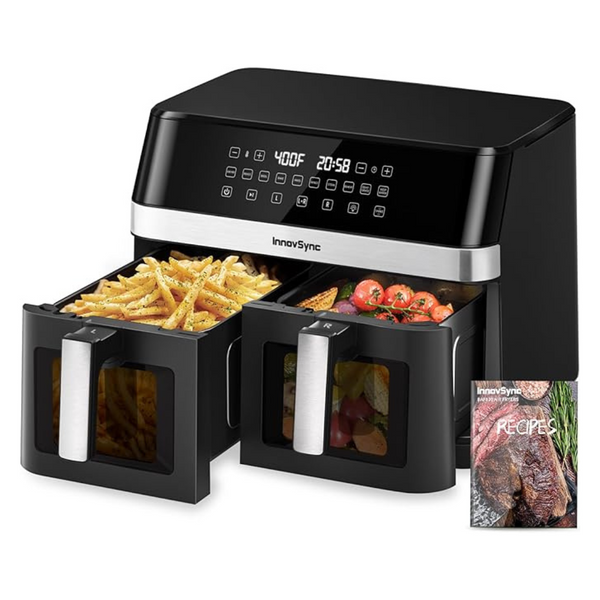 10-In-1 Double Zone 12QT Large Dual Airfryer With 2x6QT Baskets