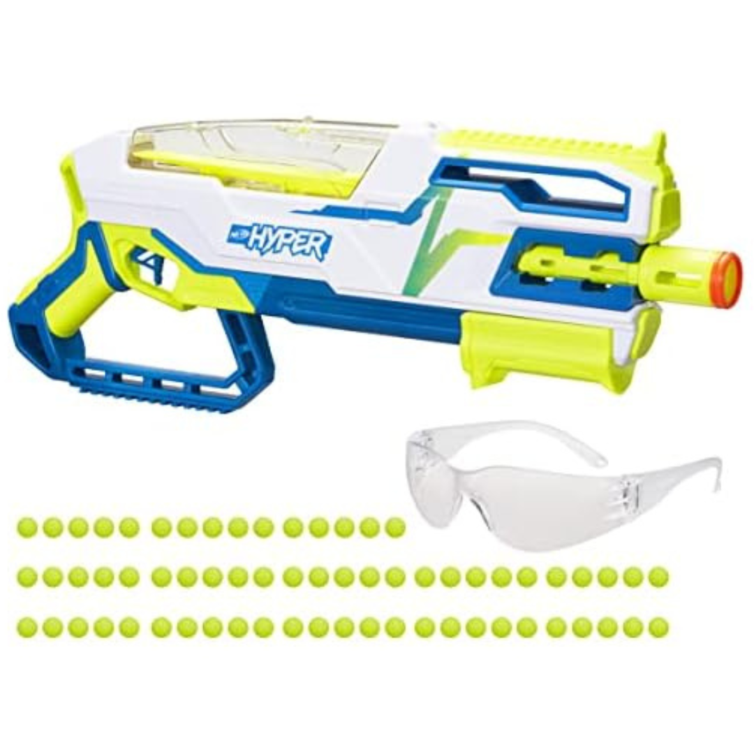 Nerf Hyper Siege-50 Pump-Action Blaster With 65 Rounds And Safety Glasses