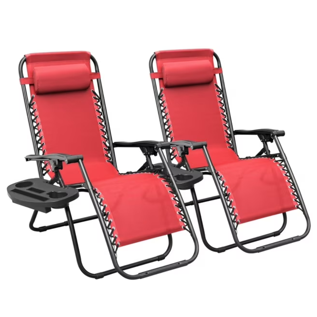 2-Pack Lacoo Zero Gravity Chair With Adjustable Pillow