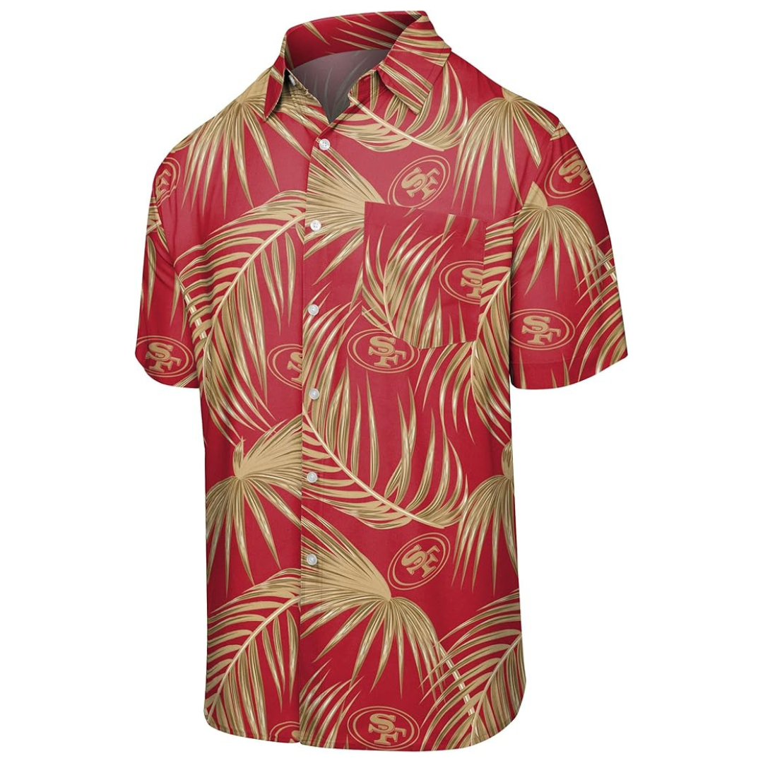 FOCO Men's NFL Team Logo Floral Aloha Tropical Button Up Shirt