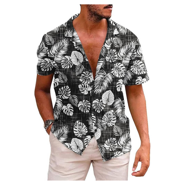 Men's Short Sleeve Button Down Tropical Hawaiian Shirt