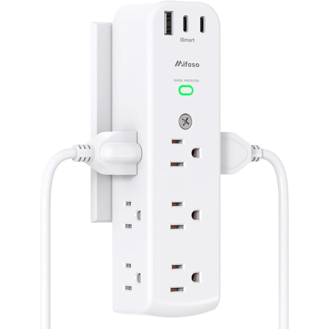 Mifaso 9 AC Multi Plug Surge Protector Power Strips W/3 USB Ports