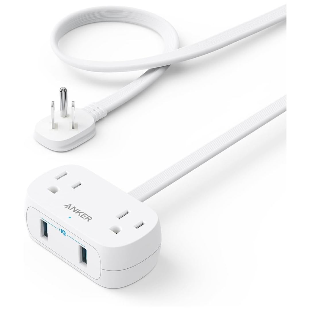 Anker USB Power Strip With 5 ft Thin Cord And Flat Plug